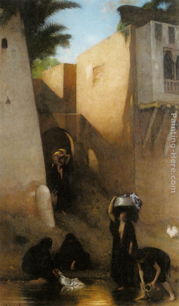 Femmes Fellahs au Lavoir, Caire painting - Leon Bonnat Femmes Fellahs au Lavoir, Caire art painting